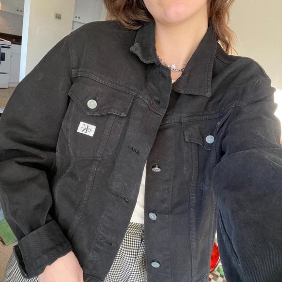 Vintage Calvin Klein Jeans 90s Black Denim Jacket - Picture 3 of 4